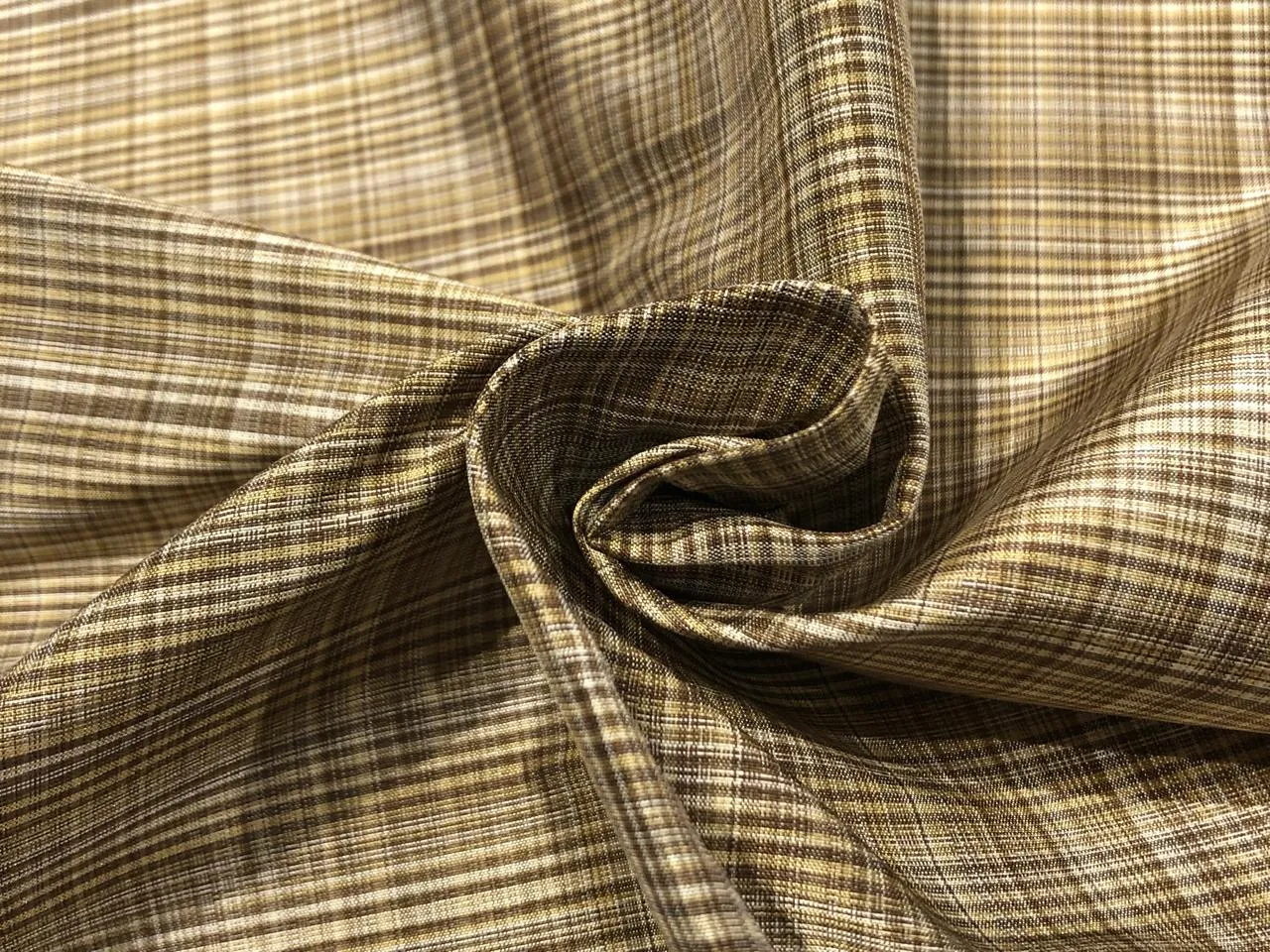 100% PURE SILK TAFFETA FABRIC MICRO PLAIDS shades of brown 54" wide TAFNEWC7roll