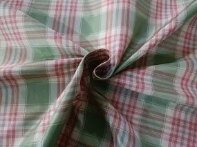 100% PURE SILK TAFFETA FABRIC PLAIDS red green and ivory 54" wide TAFNEWC4[2]ROLL