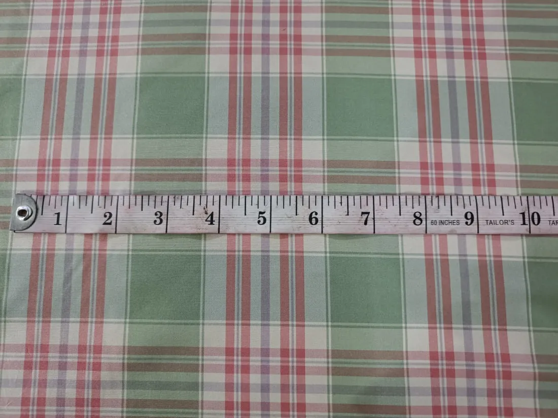 100% PURE SILK TAFFETA FABRIC PLAIDS red green and ivory 54" wide TAFNEWC4[2]ROLL