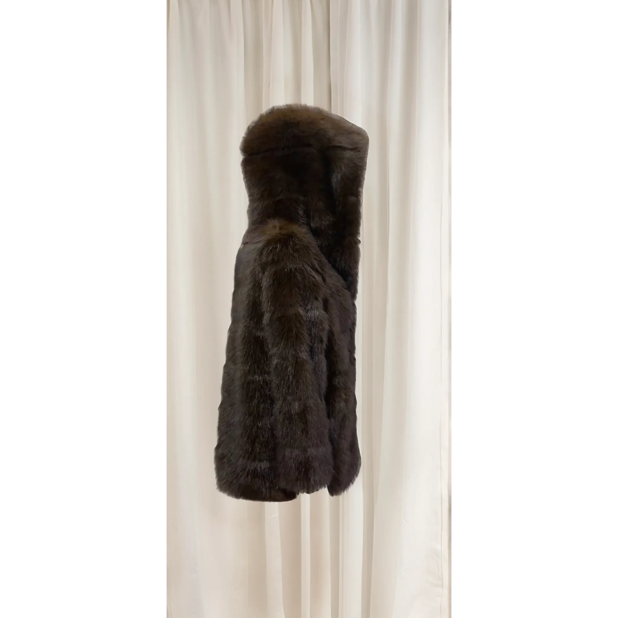 AJE Brown Vegan Fur Mink Hooded Coat