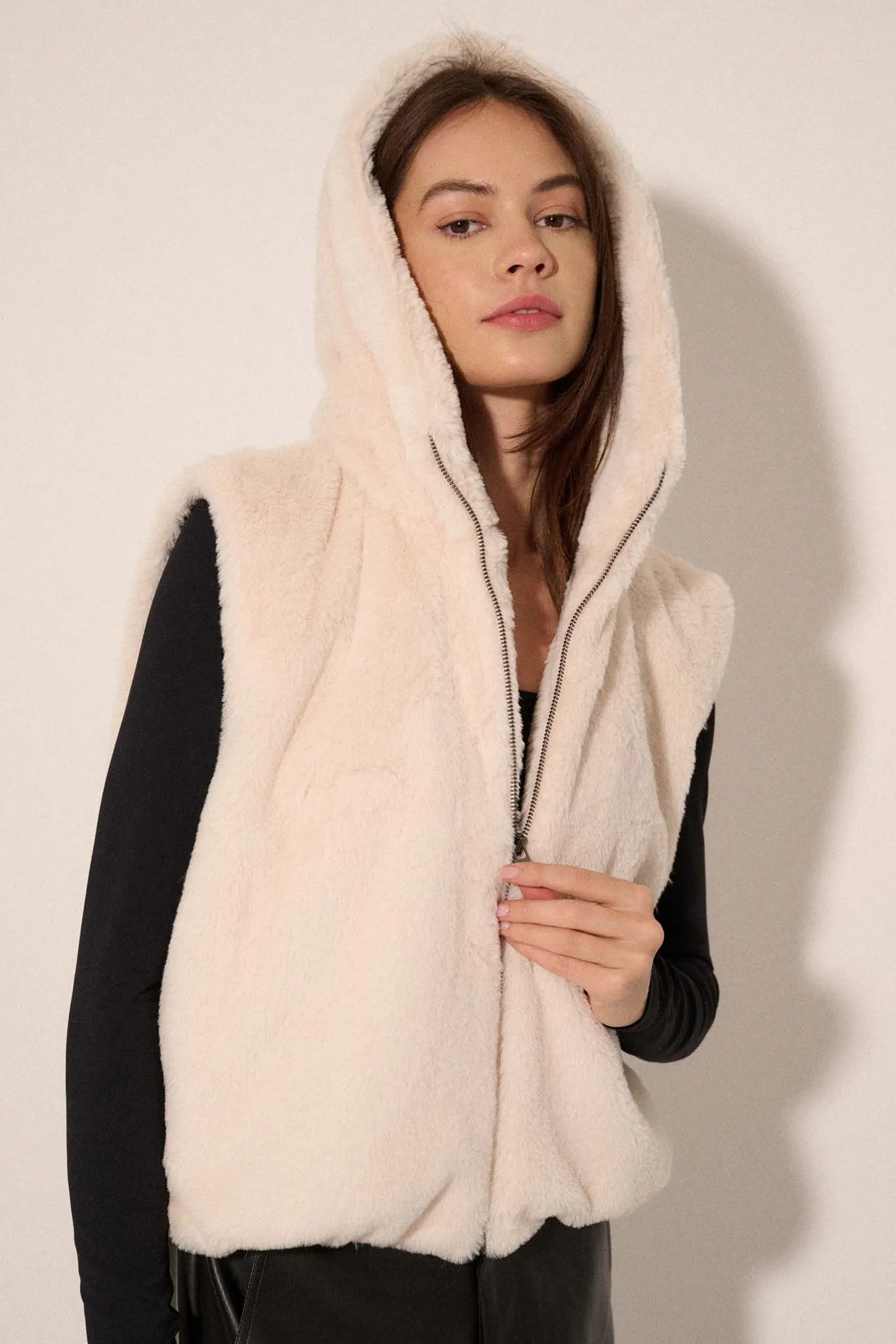 Bear With Me Faux Fur Hooded Vest