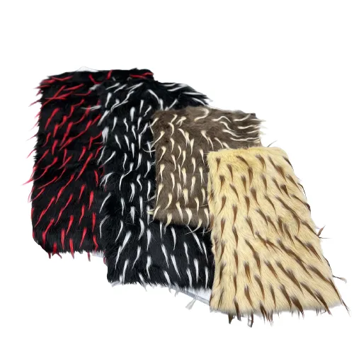 Black | Red Two Tone Spike Shaggy Faux Fur Fabric