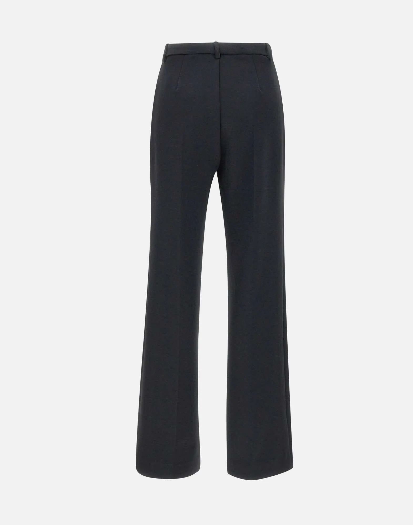 Black Stretch Crepe Trousers Wide Leg