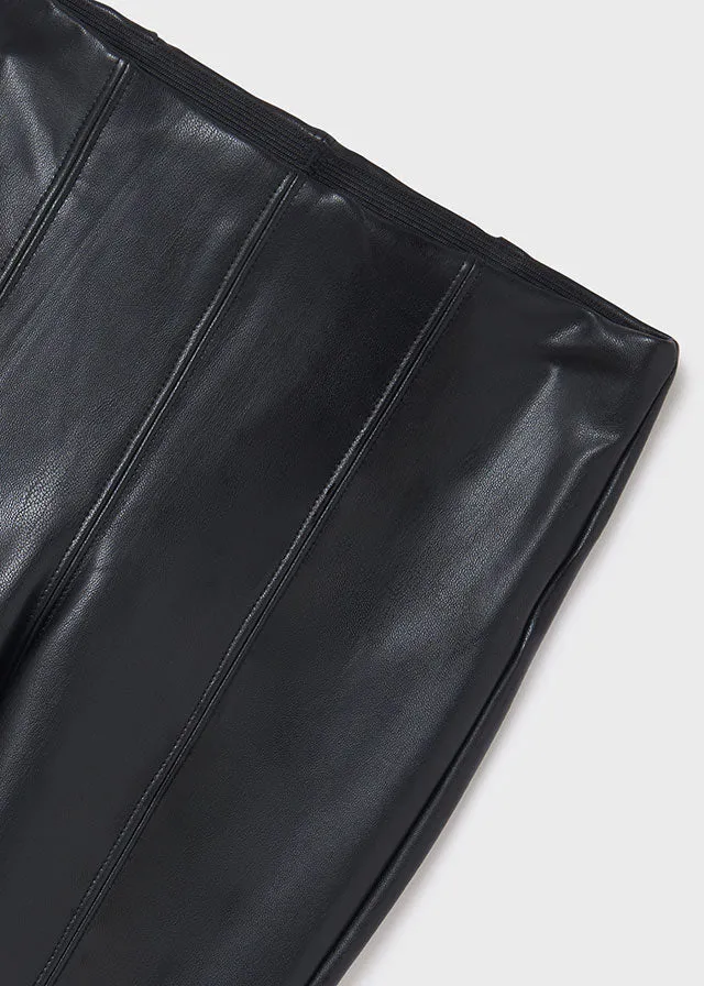 Black Synthetic Leather Leggings