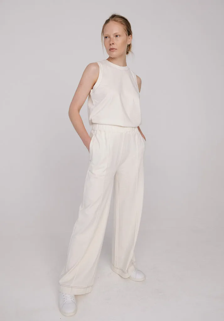 Bowie Wide Leg Trouser In Cream