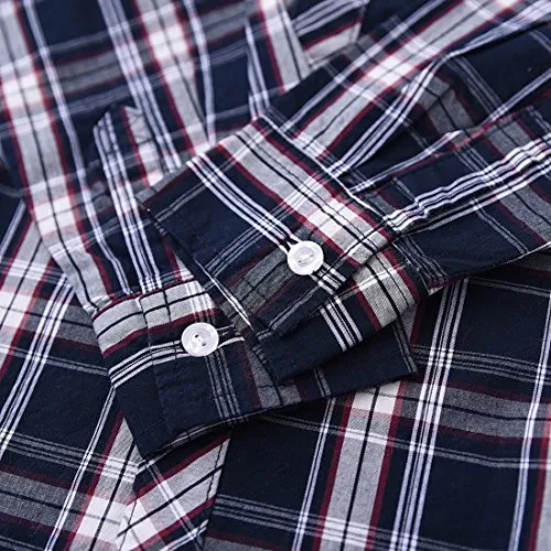 Boy Navy Long Sleeve Plaid Shirts