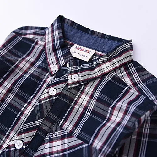 Boy Navy Long Sleeve Plaid Shirts