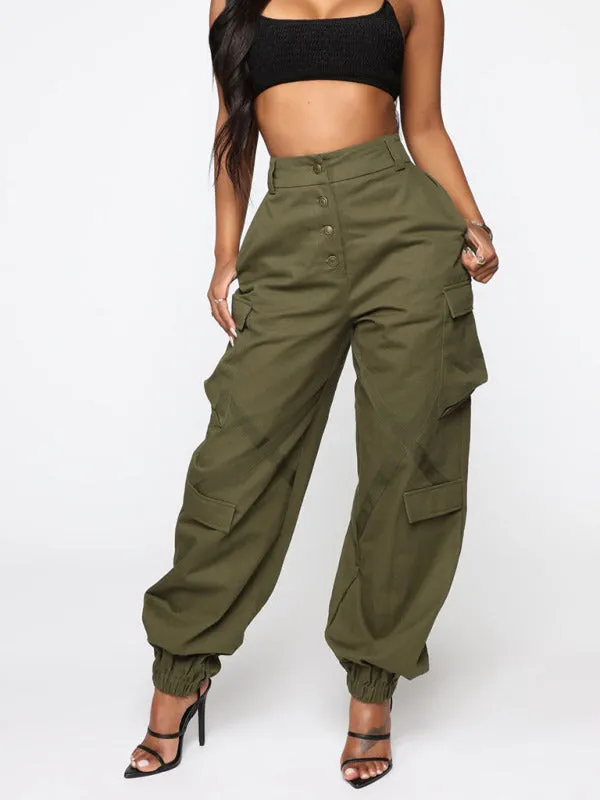 Cargo Pants:  Hip Hop, Wide Leg, Elastic Back Waistband