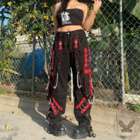 Chain Design Polyester Cargo Pants