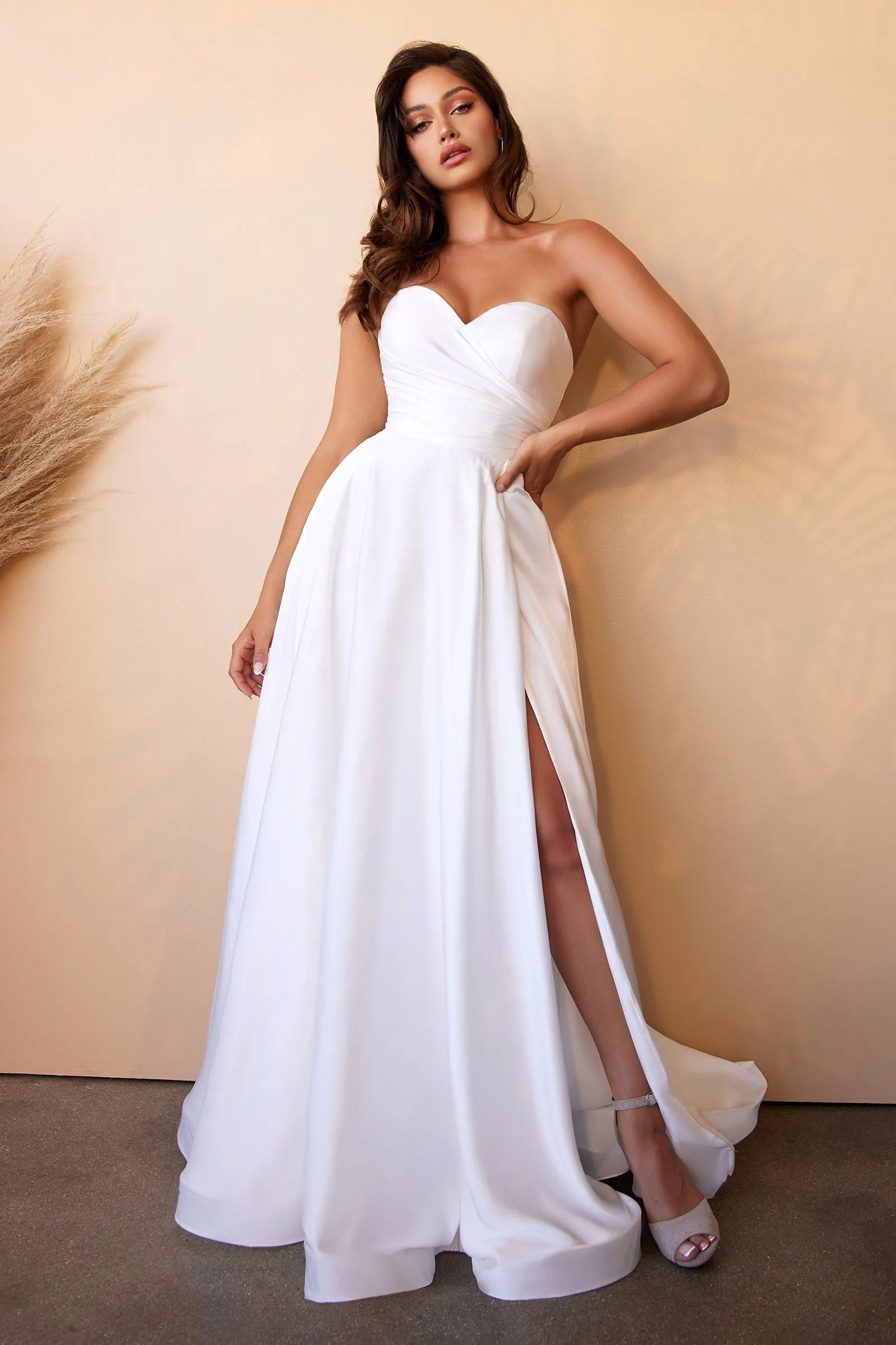 CINDERELLA DIVINE CD0166W Sweetheart Strapless Satin Bridal Gown