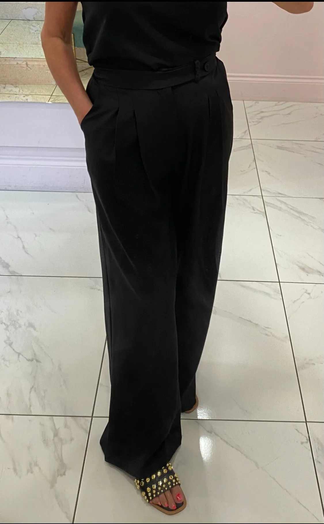 Connie Black Wide Leg Trousers