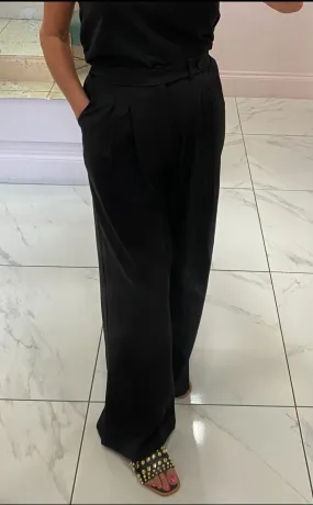 Connie Black Wide Leg Trousers