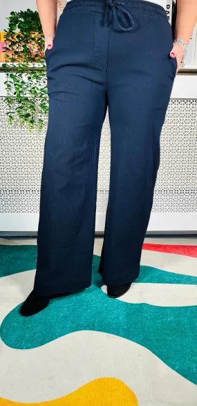 Daphne Wide Leg Trousers - Navy