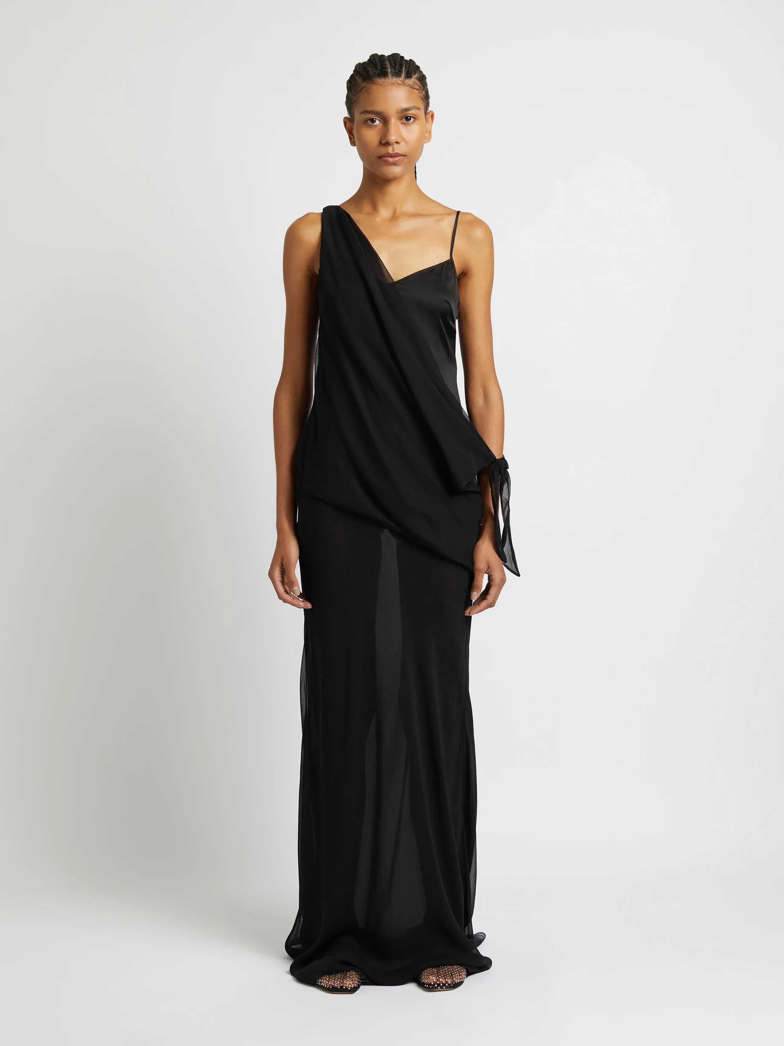 DRIFTED SILK SIDE TIE DRESS