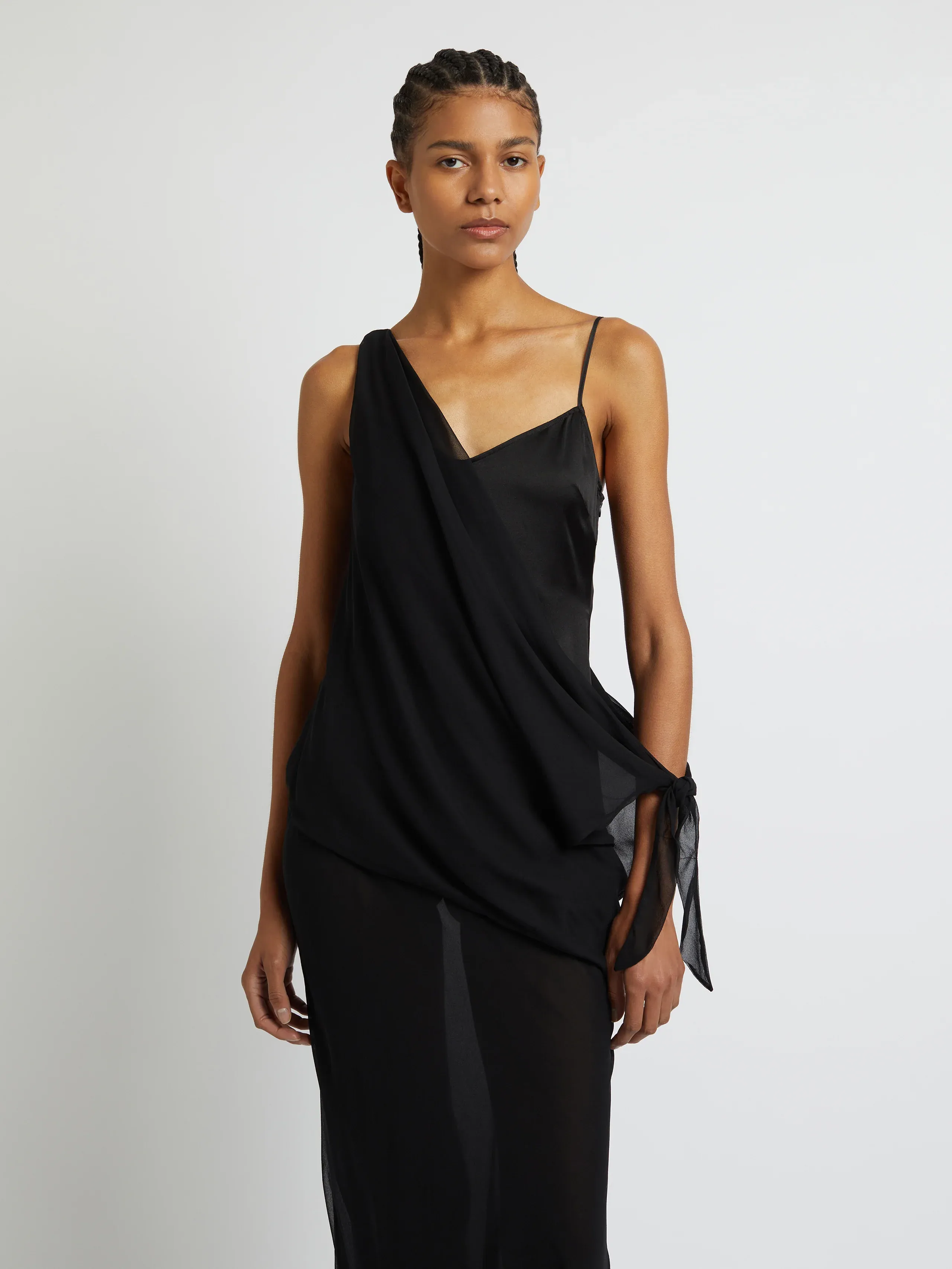 DRIFTED SILK SIDE TIE DRESS