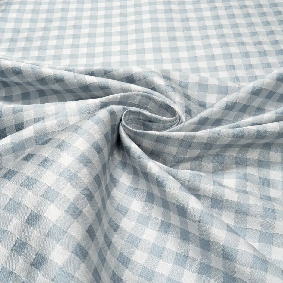 Dusty Blue & White Gingham Mikado