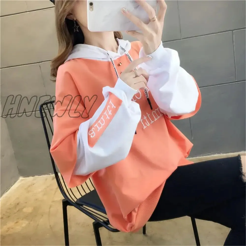 Hnewly Black Hip Hop Hoodie Women Harajuku Plaid Sweatshirts Japan Kawaii Femme Casual Pullover Tops Gray Oversized Basic Hoodies