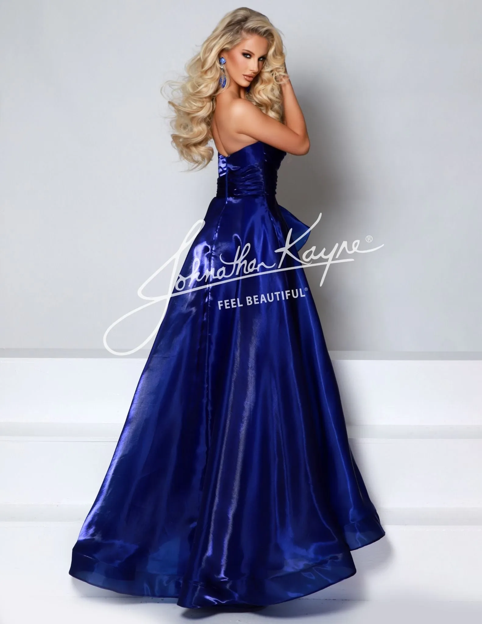 Johnathan Kayne 2962 mirror organza ballgown pointed sweetheart neckline crystal belt ruffles