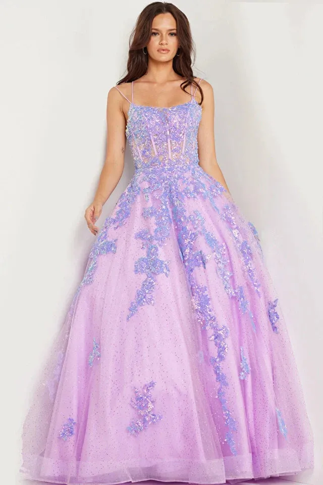 Jovani 37700 Size 0 Lilac Long Prom Dress Corset Bodice Glitter Sequin Ballgown Formal Pageant Gown