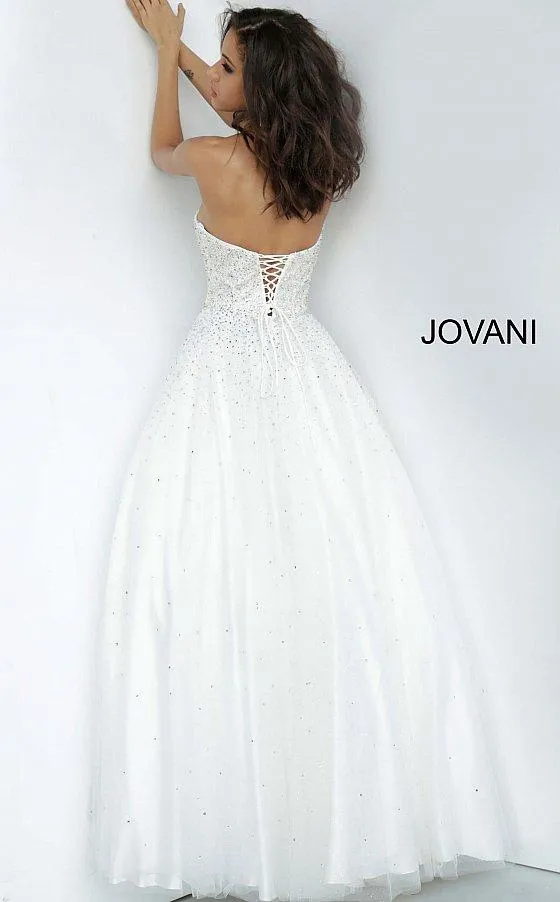 Jovani JVN65664 Light Blue Prom Dress Size 4 Strapless Embellished Tulle Ballgown Corset