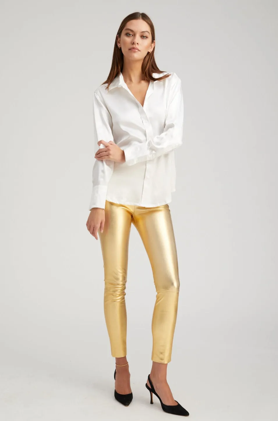 Metallic Gold Leather Ankle