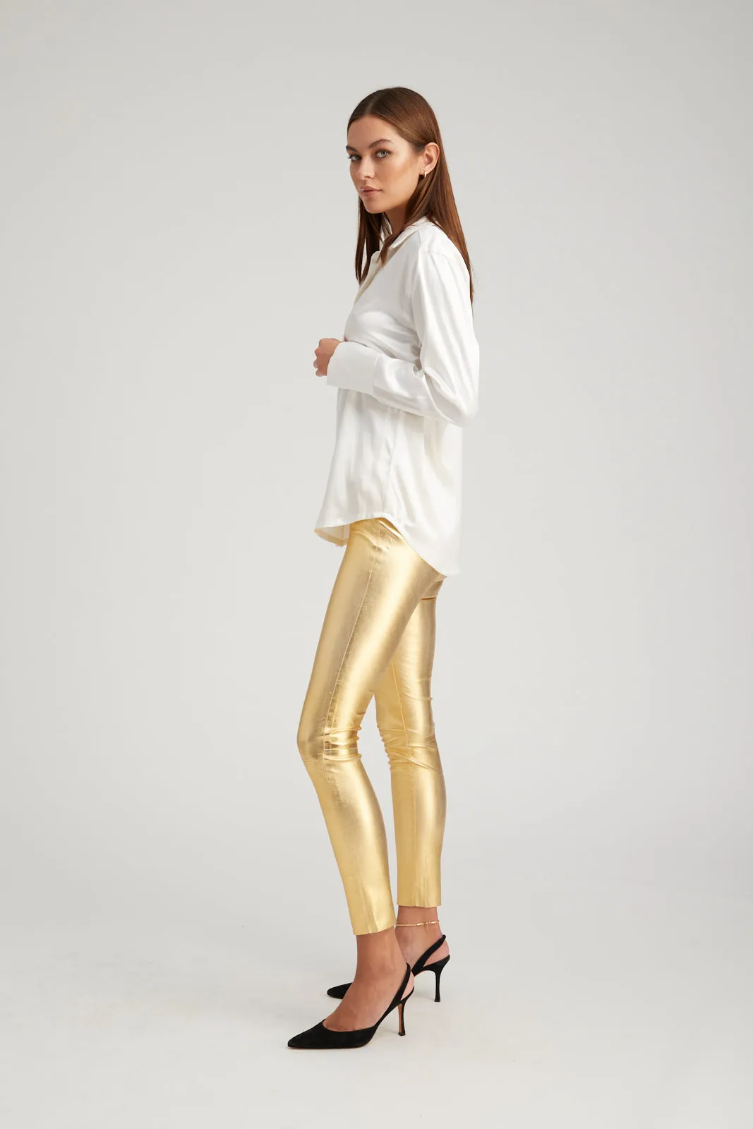 Metallic Gold Leather Ankle