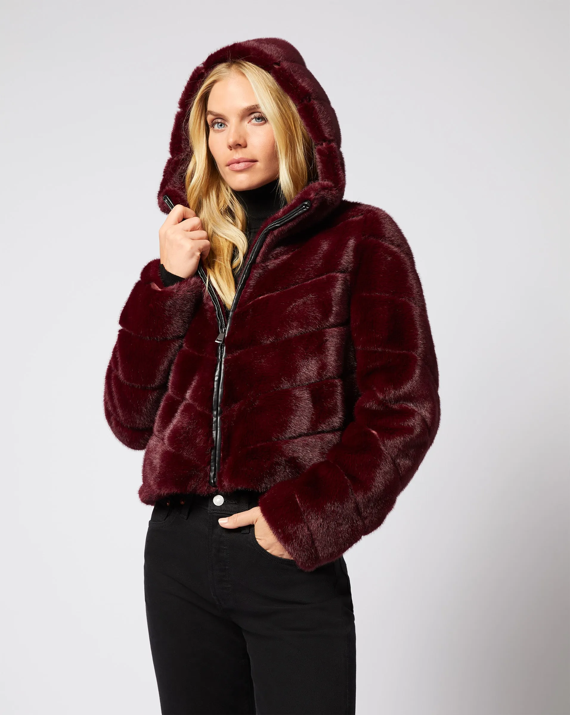 Mila Faux Fur Mink Hooded Jacket