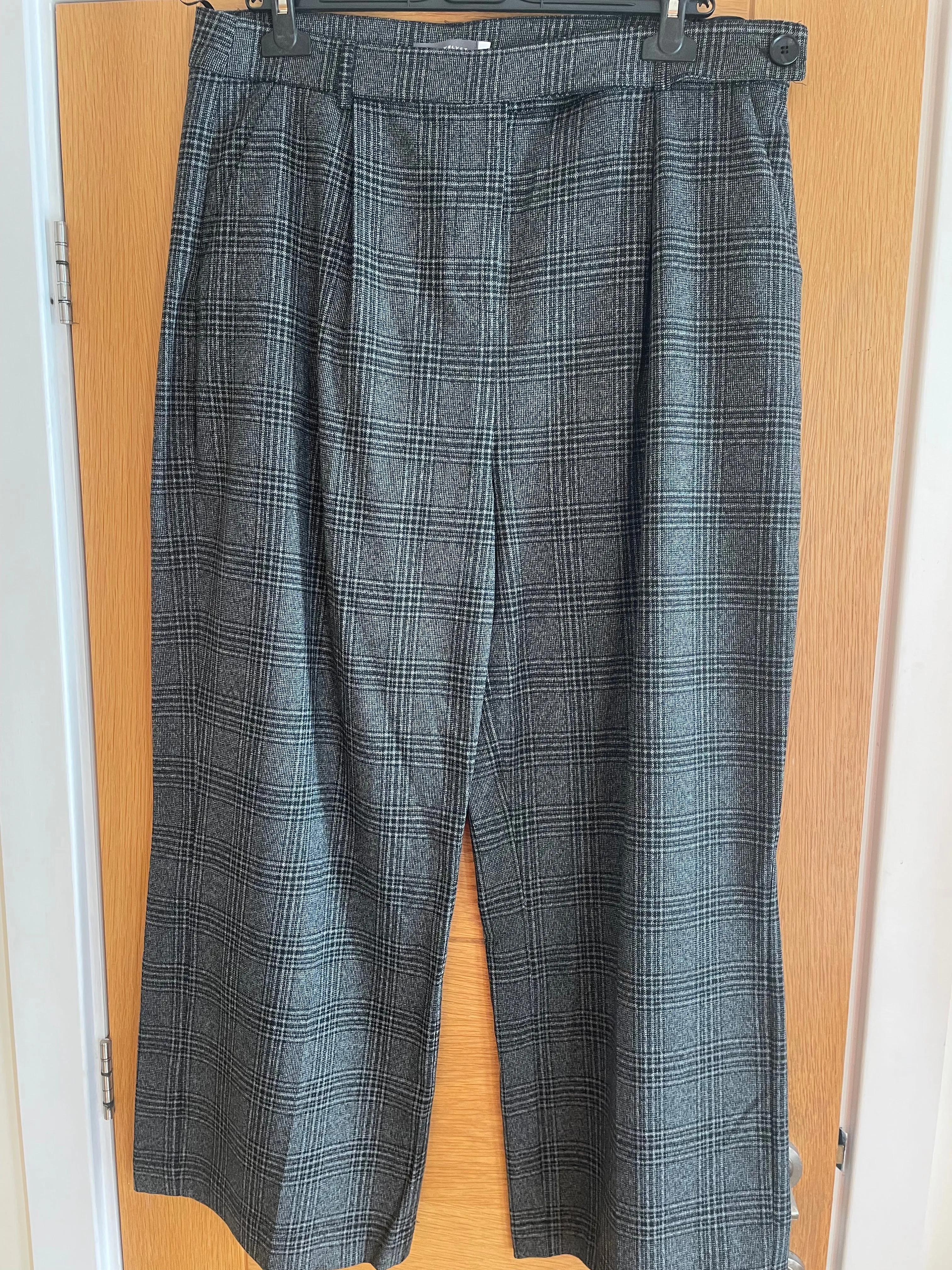 Mint Velvet Wide Leg Check Trousers - Size 16S