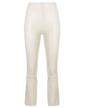 Off White Leather Crop Flare Leggings