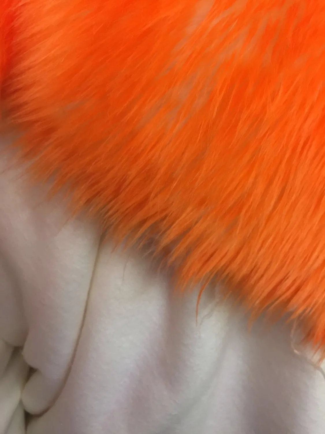 Orange/ivory deluxe cotton candy design- shaggy faux fun fur-2 tone super soft faux fur- sold by the yard-