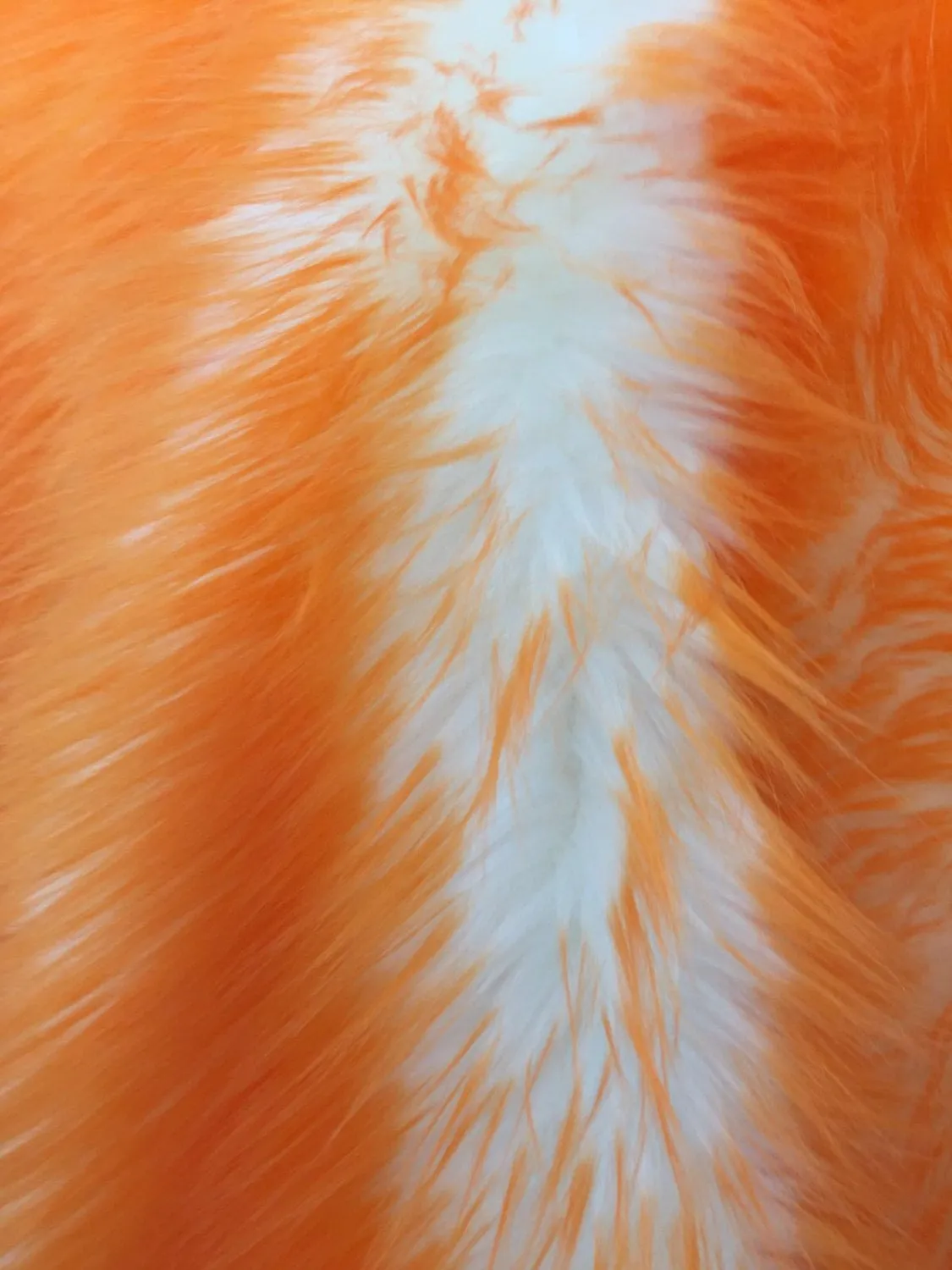 Orange/ivory deluxe cotton candy design- shaggy faux fun fur-2 tone super soft faux fur- sold by the yard-