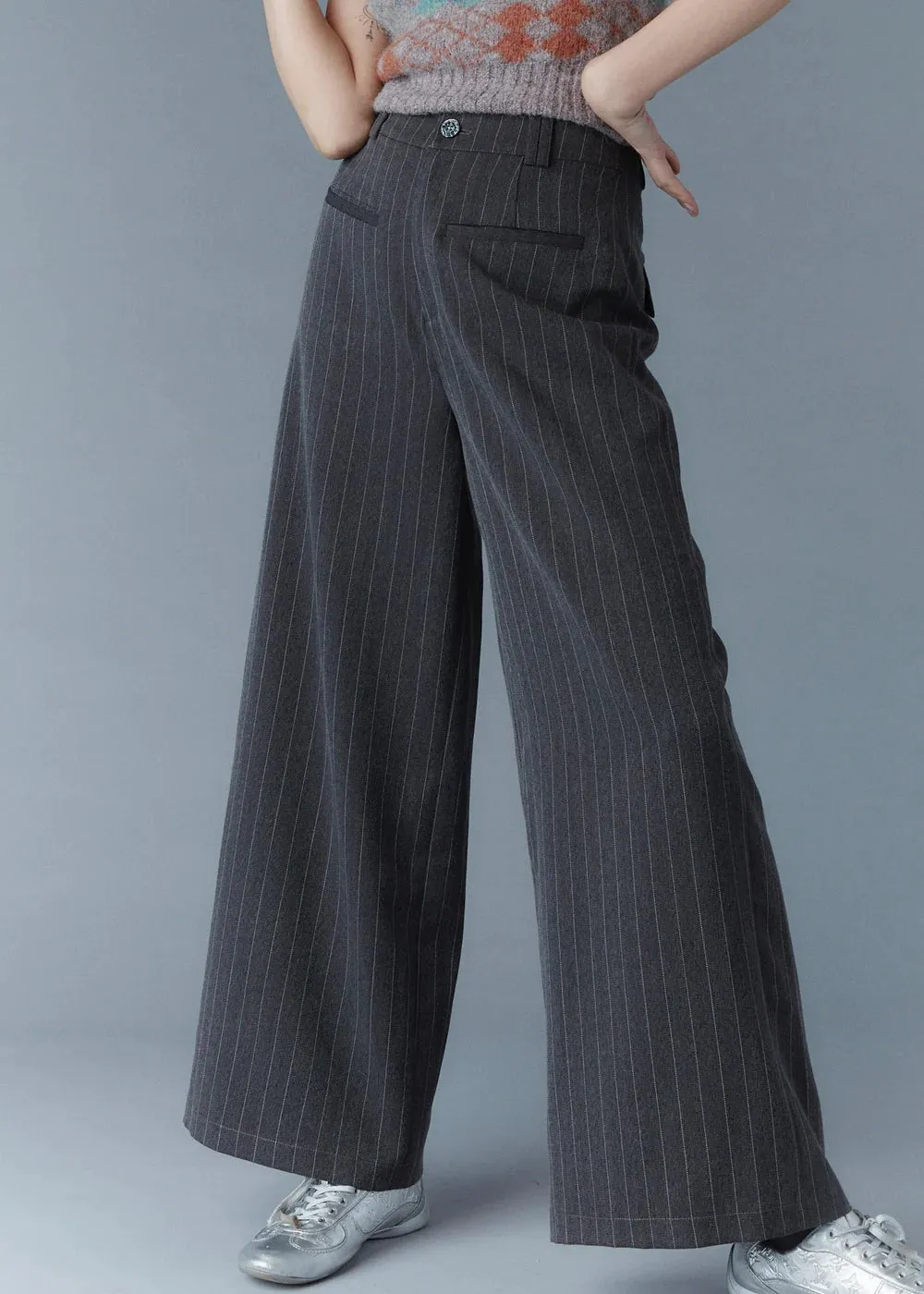 Pinstripe wide leg trousers