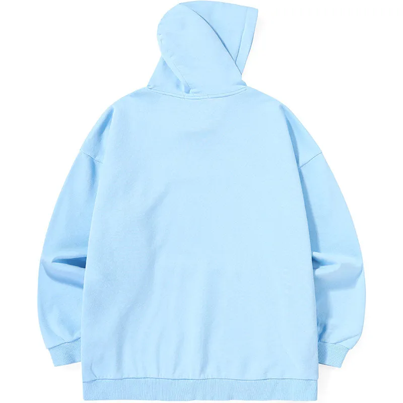 Plain Letter Print Kangaroo Pocket Pullover Hoodies