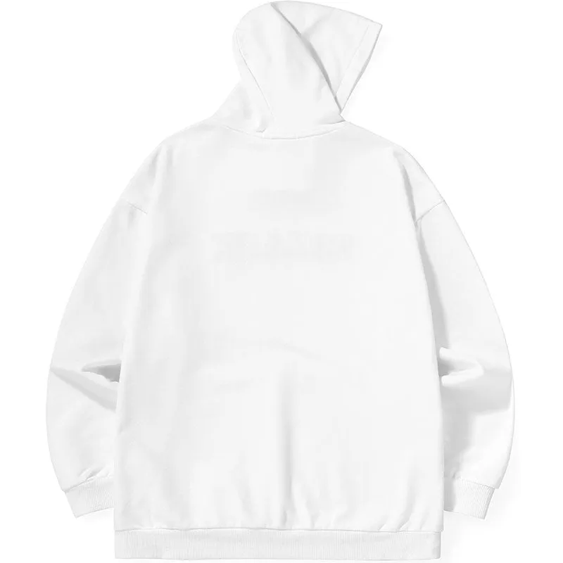 Plain Letter Print Kangaroo Pocket Pullover Hoodies