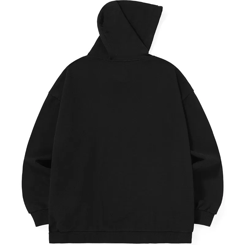 Plain Letter Print Kangaroo Pocket Pullover Hoodies