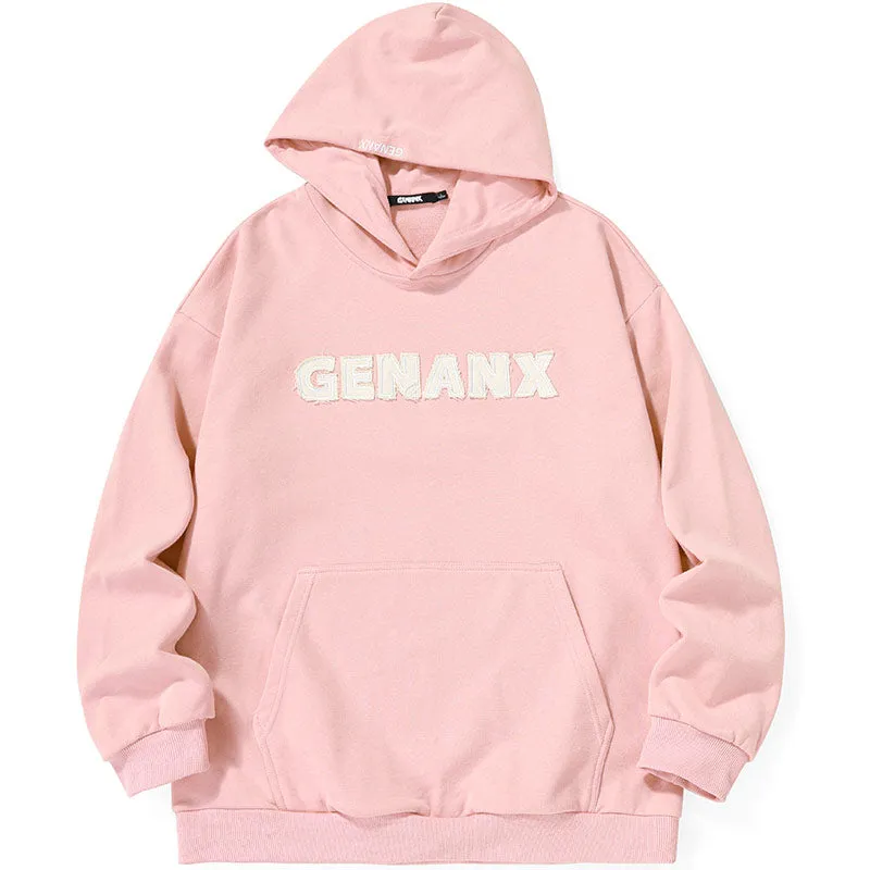 Plain Letter Print Kangaroo Pocket Pullover Hoodies