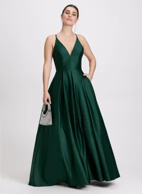 Plunge Neck Ballgown Dress