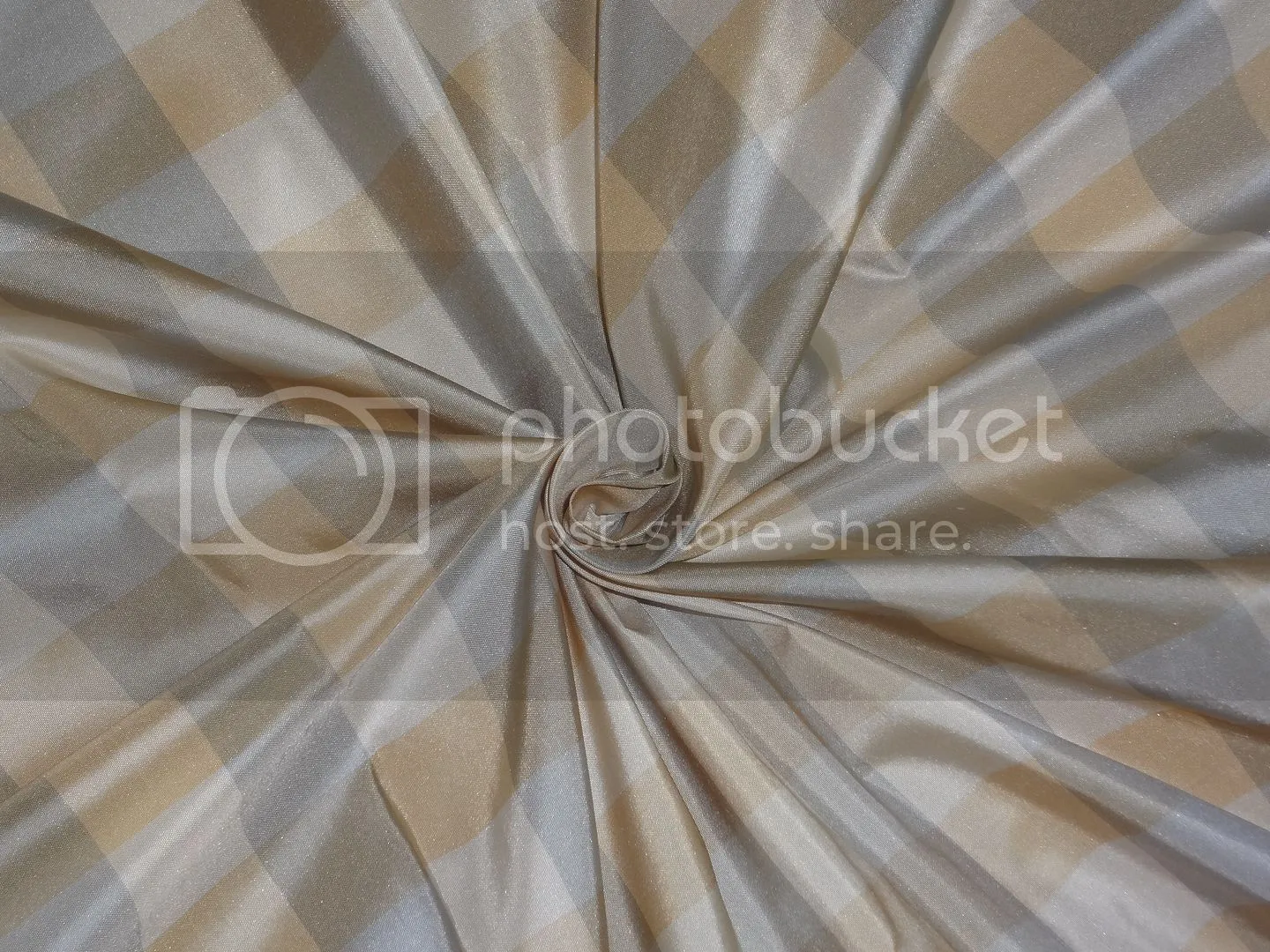 PURE SILK TAFFETA FABRIC Golden Caramel,Light Steel Blue &amp; Ivory COLOR PLAIDS TAFC30[3] 54&quot; wide