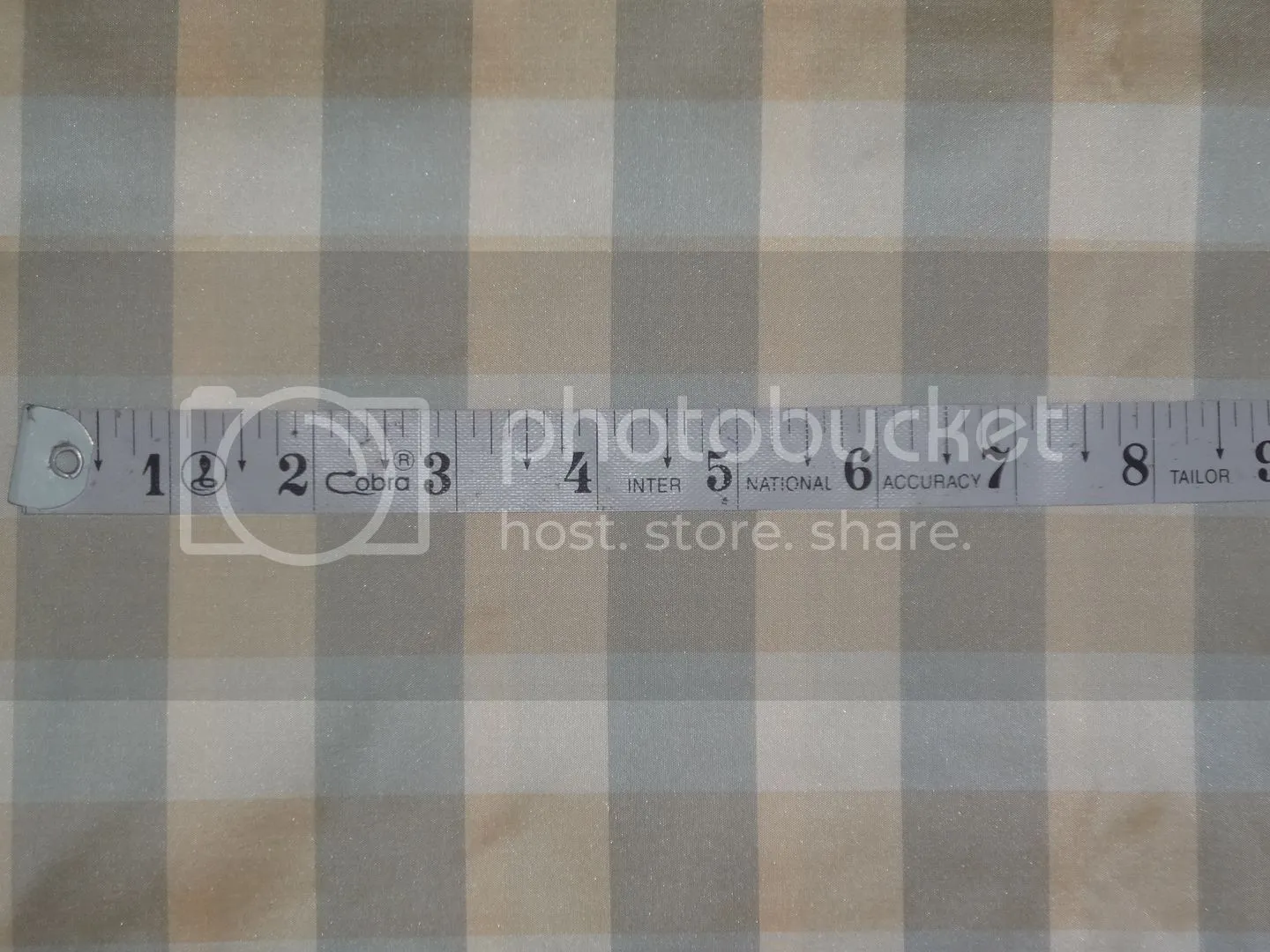 PURE SILK TAFFETA FABRIC Golden Caramel,Light Steel Blue &amp; Ivory COLOR PLAIDS TAFC30[3] 54&quot; wide