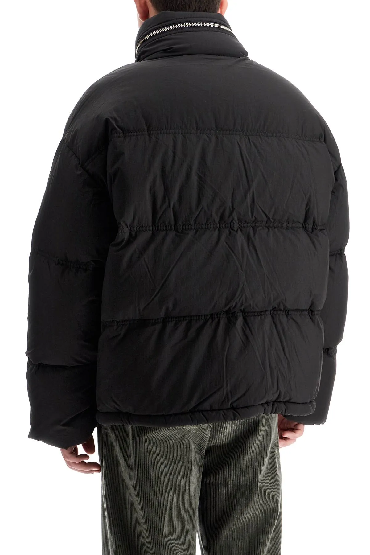 "down jacket with logo patch