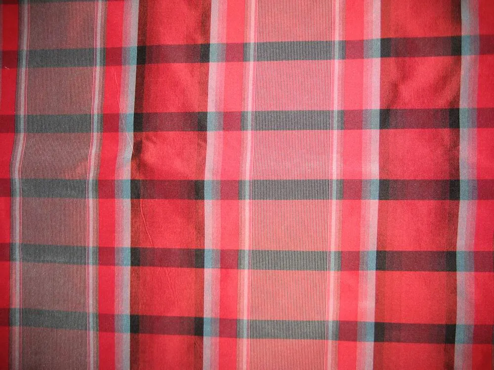 Red &amp; Black Plaids~Silk Taffeta Width 54&quot; wide