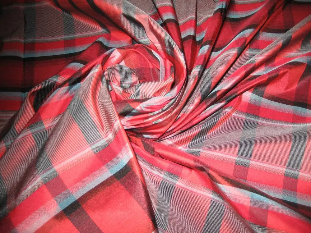 Red &amp; Black Plaids~Silk Taffeta Width 54&quot; wide