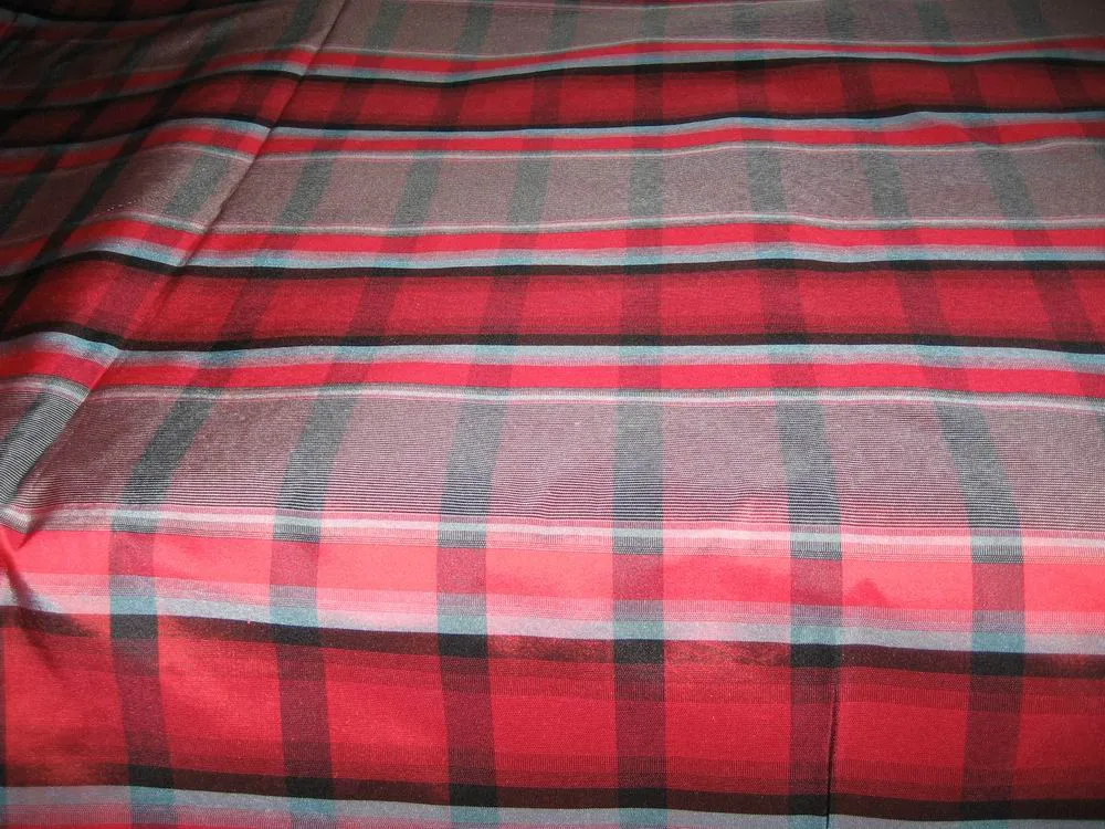 Red &amp; Black Plaids~Silk Taffeta Width 54&quot; wide