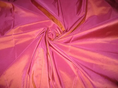 SILK TAFFETA FABRIC ~Hot pink with gold shot 54&quot; wide