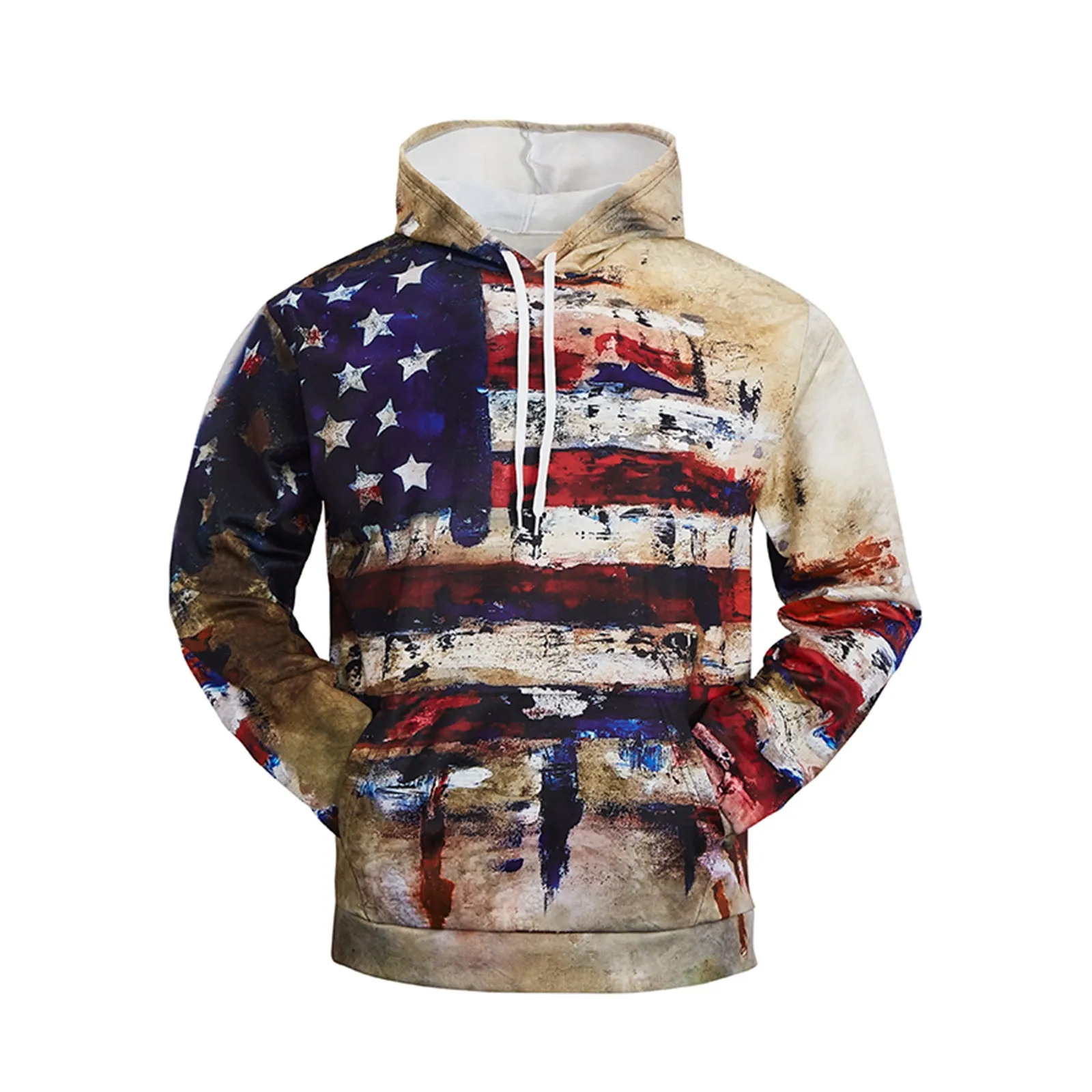 USA FLAG PRINTED HOODIE