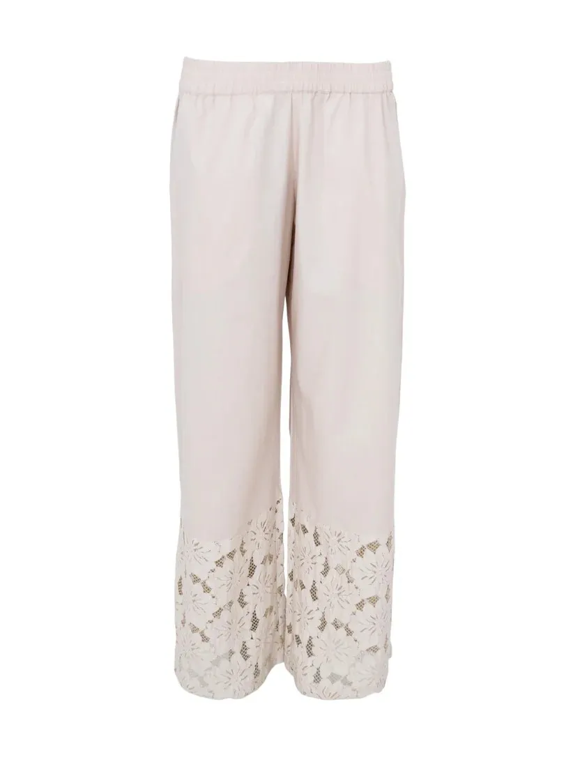 Wide leg trousers with lace