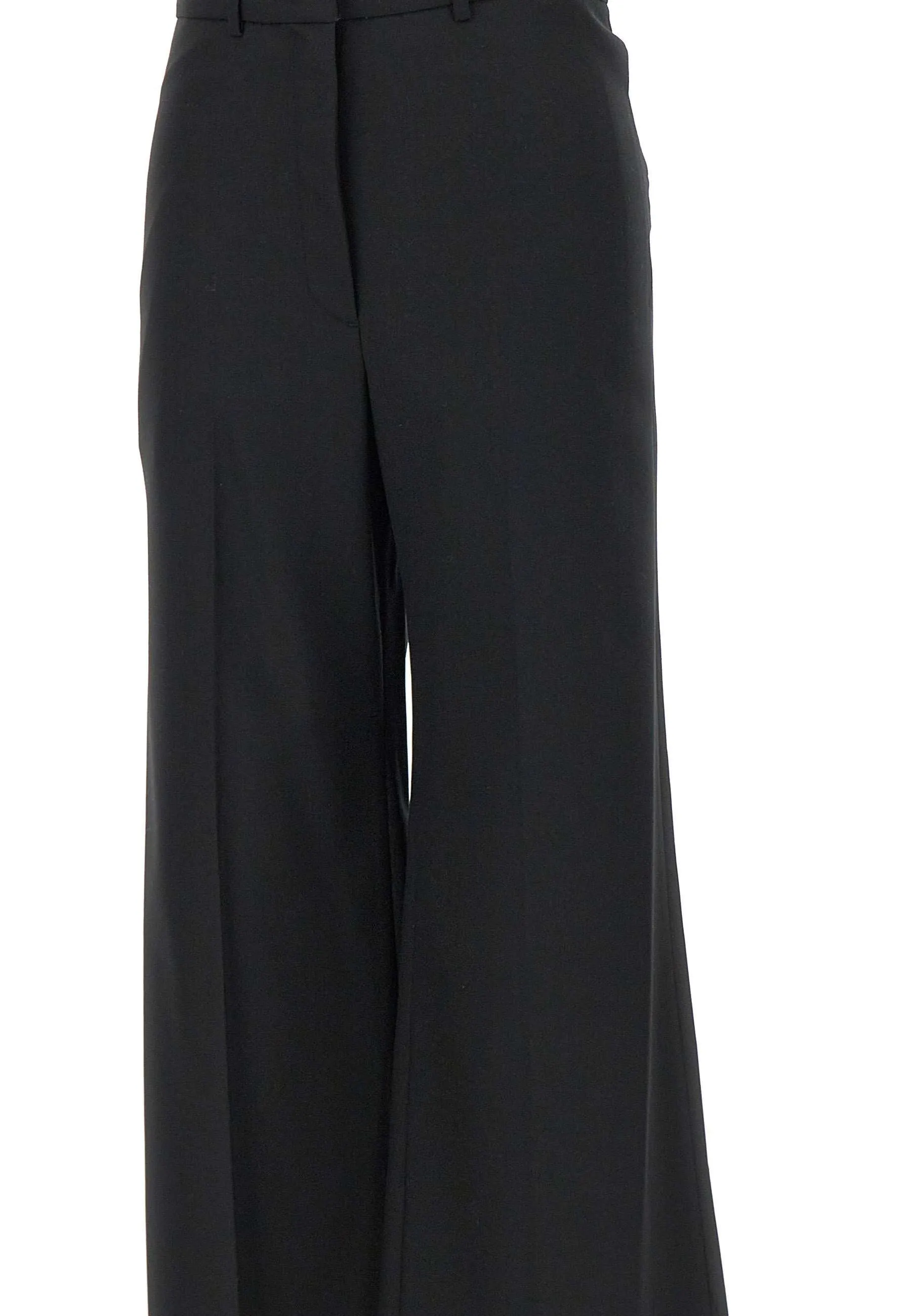 Wide Wool Women's Black Trousers