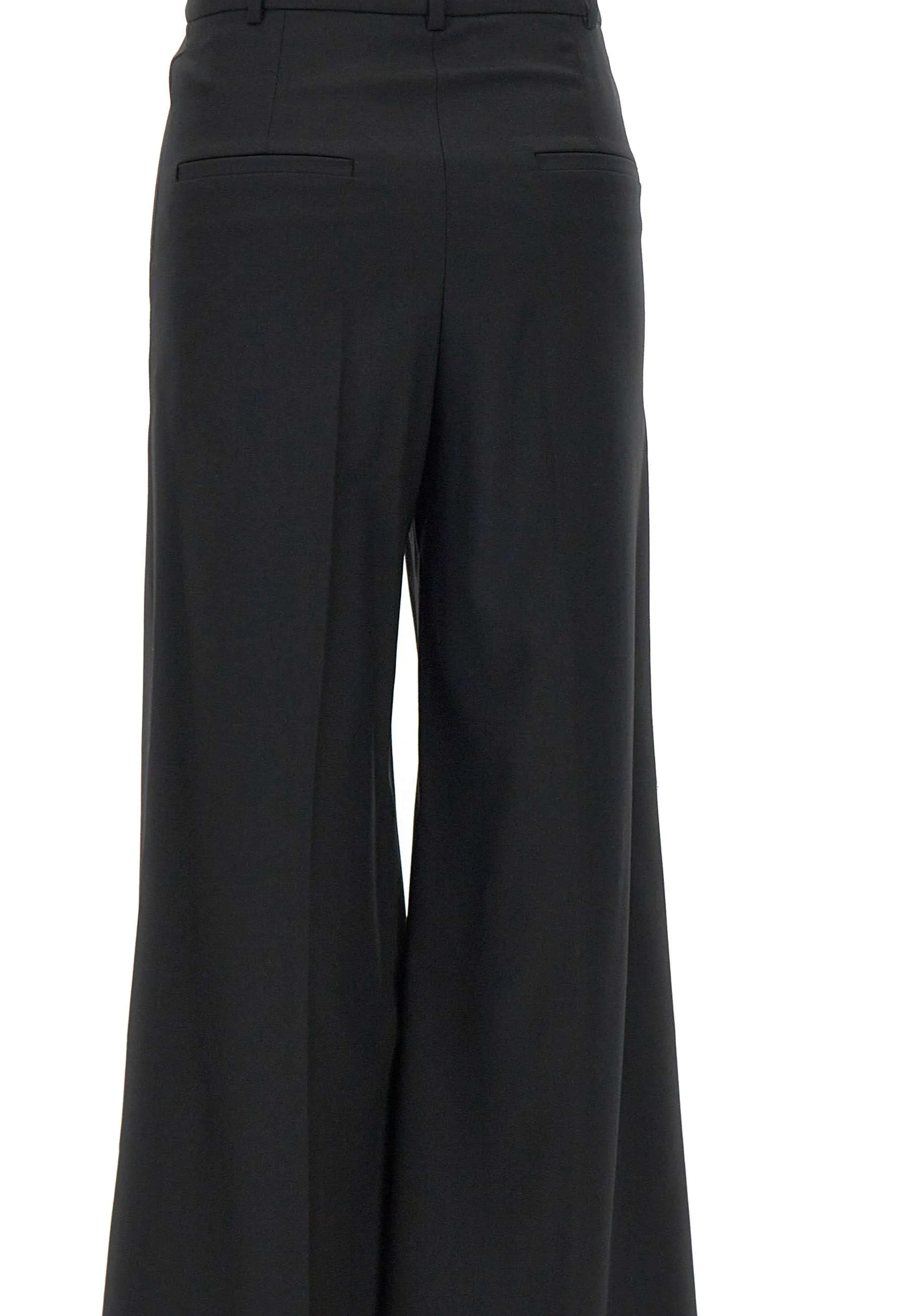 Wide Wool Women's Black Trousers