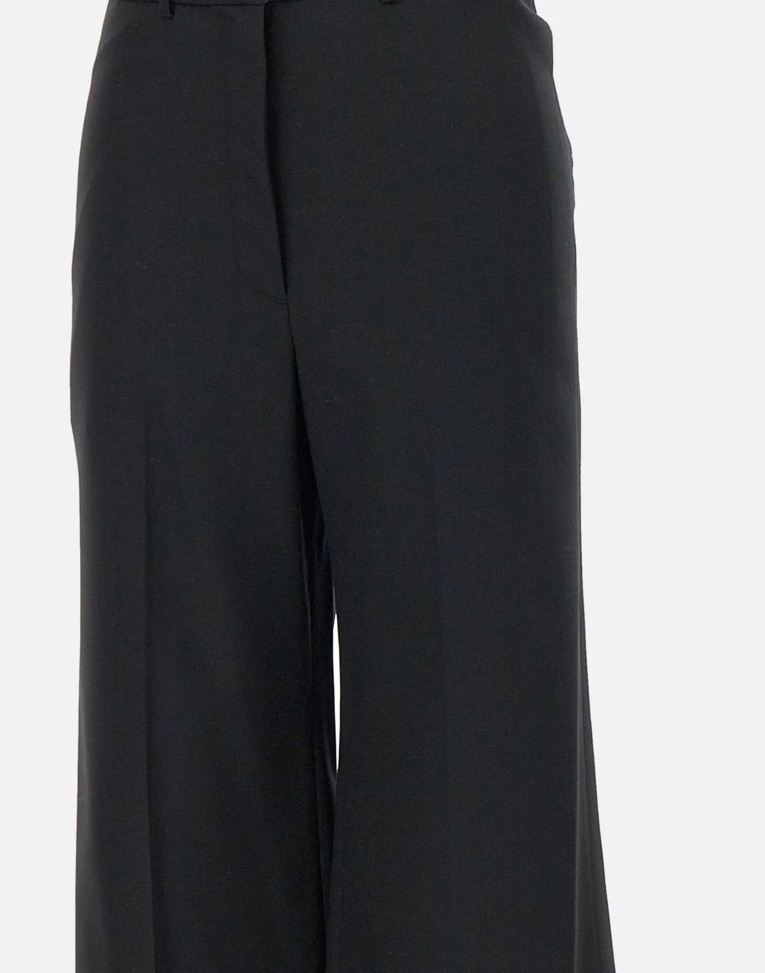 Wide Wool Women's Black Trousers