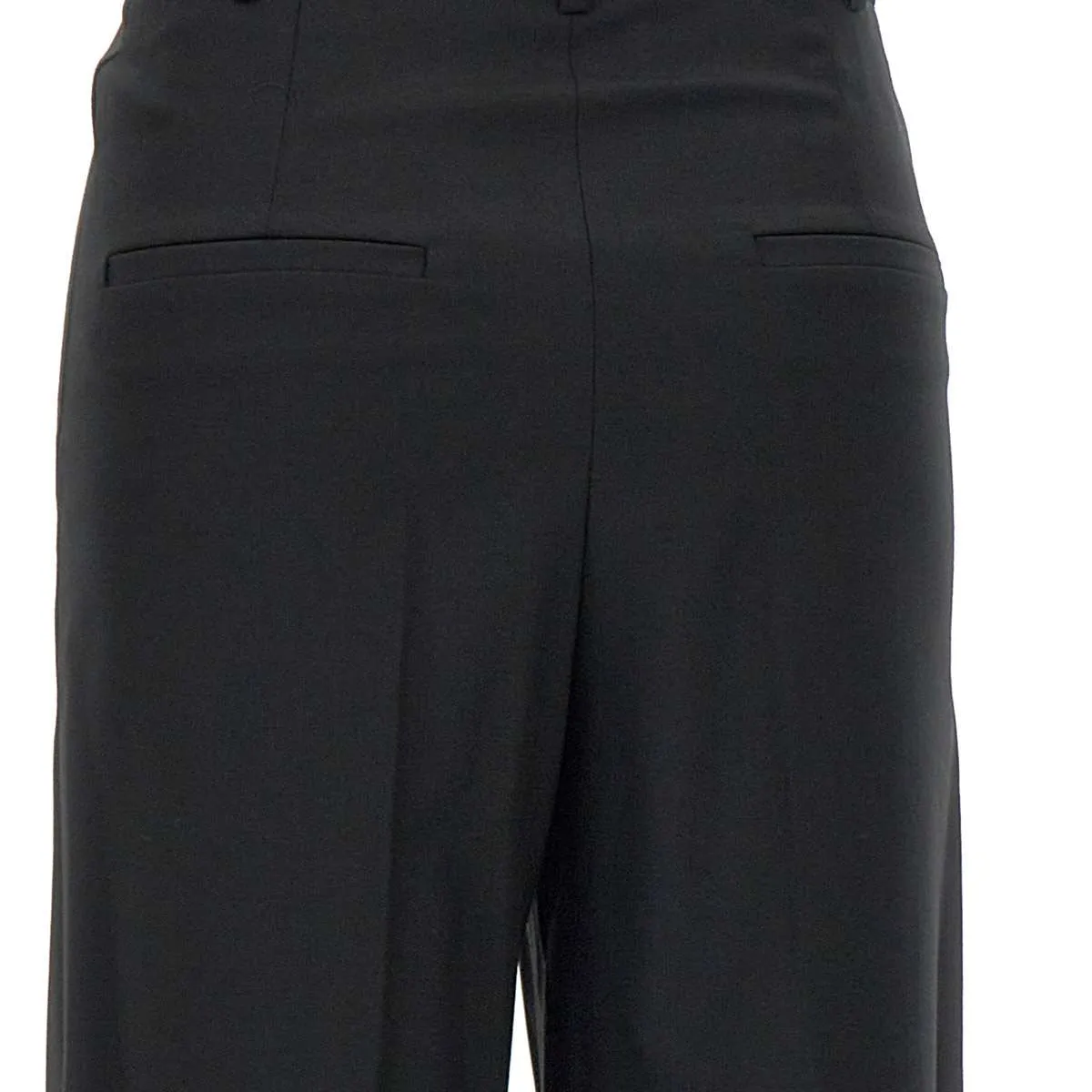 Wide Wool Women's Black Trousers